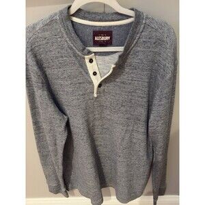 Alesbury Men's Henley Thermal Long Sleeve T Shirt Sz XL Gray 1/4 Button Cotton